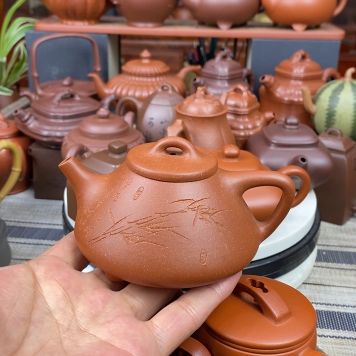 紫砂茶壶子冶石瓢220cc原矿红降坡泥特价