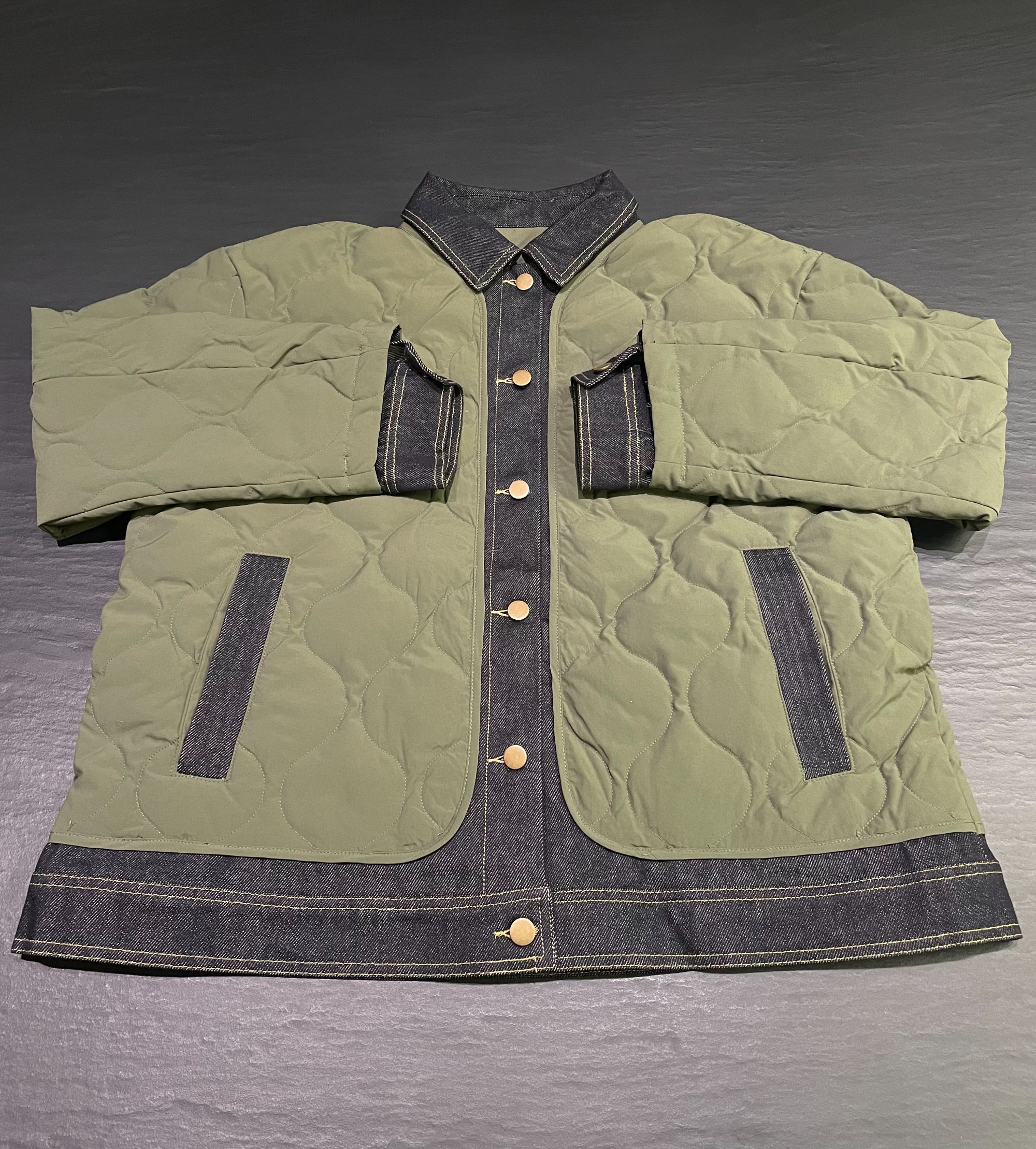 [Daydreamer.911]小众设计日常通勤牛仔撞色翻领棉服