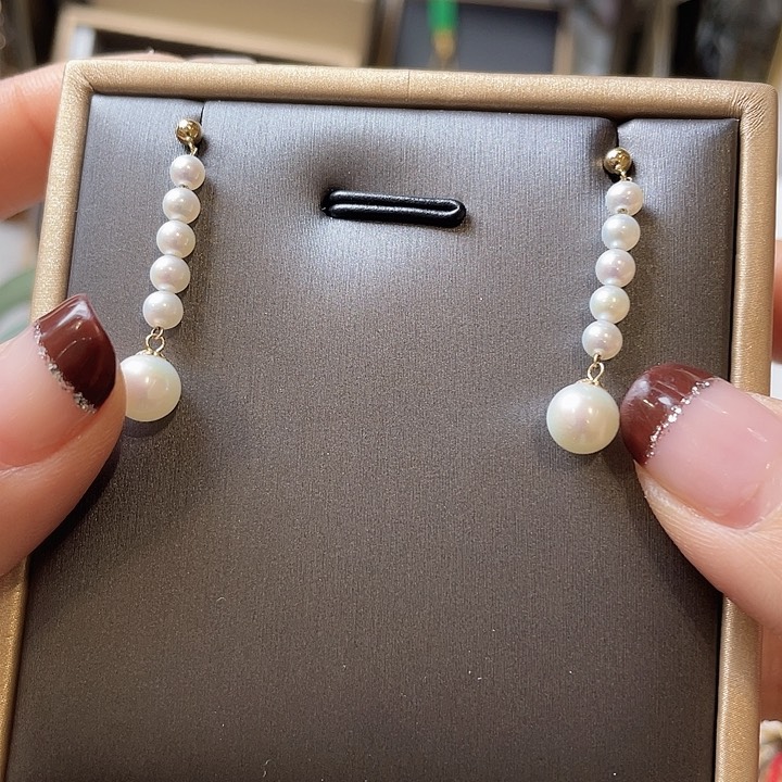 淡水珍珠耳饰18K金镶嵌耳环