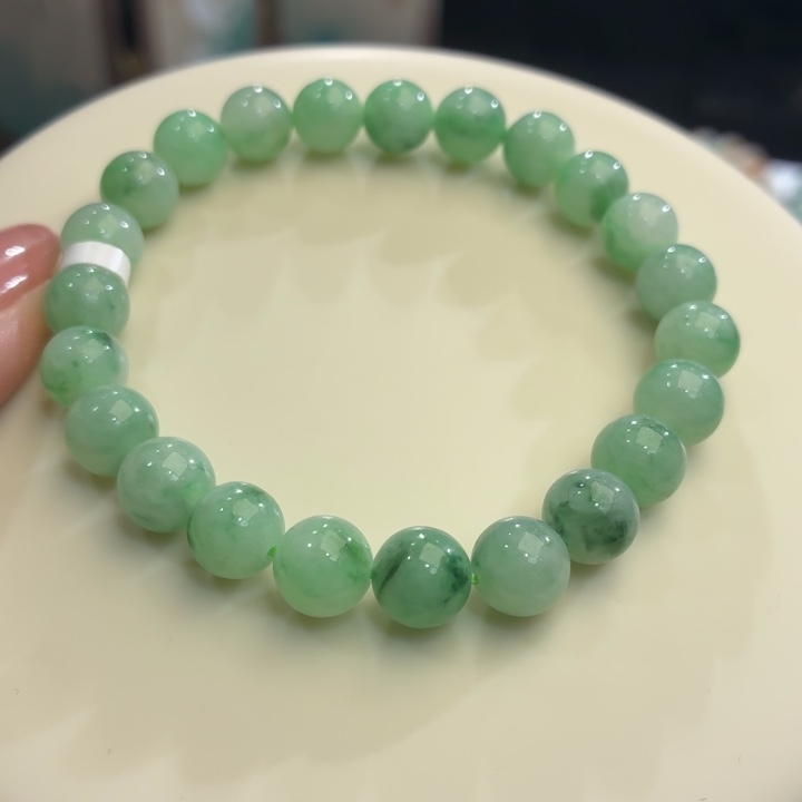 翡翠未镶嵌手链冰胶绿飘卡8.4
