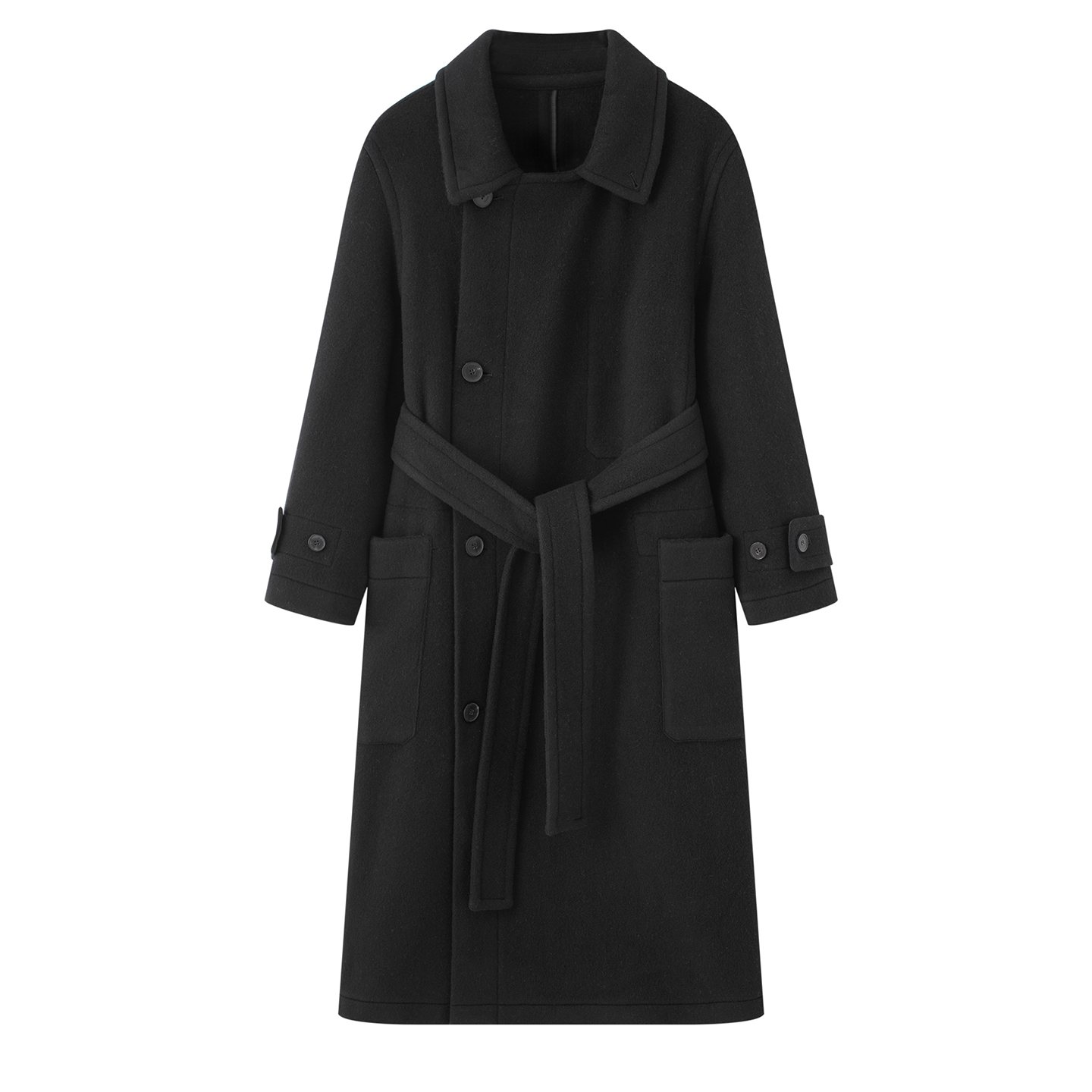 艾家商场同款2025年冬季新款韩版系带长款毛呢大衣外套234116