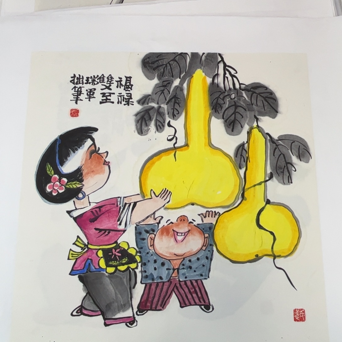 国画三尺斗方花鸟作品