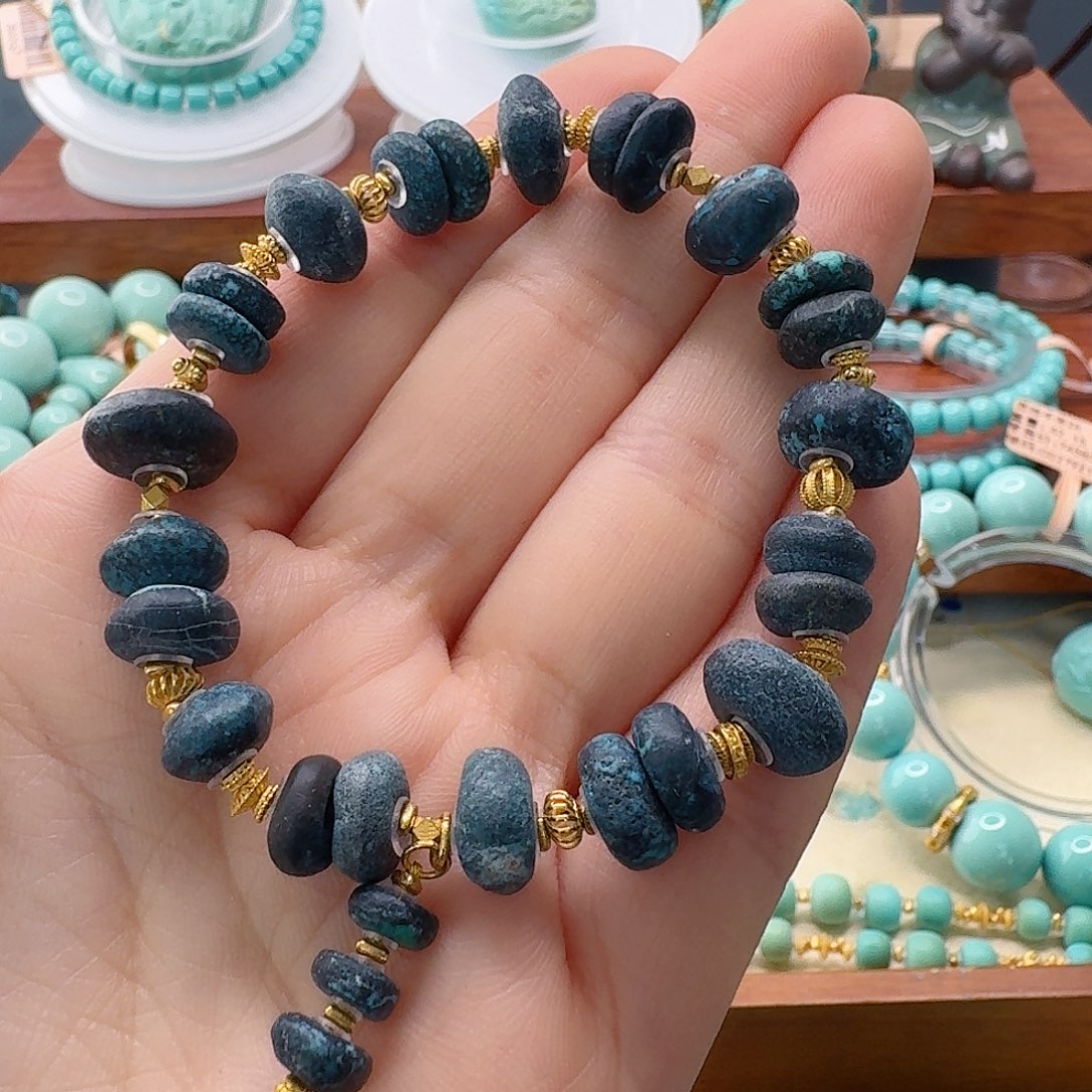 绿松石18K金镶嵌珠宝半成品