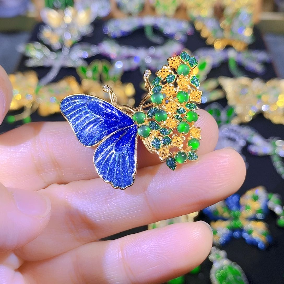 吊坠(不含链)银S925镶嵌翡翠