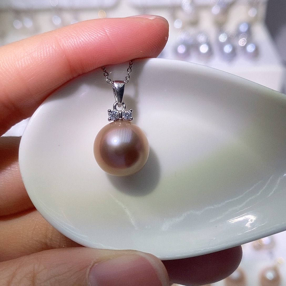 淡水珍珠吊坠(赠链)银S925镶嵌尺寸11/12毫米