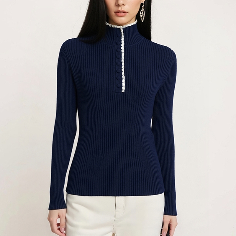 长袖套头衫宽松冬季毛针织衫女羊毛坑条针织衫时尚百搭