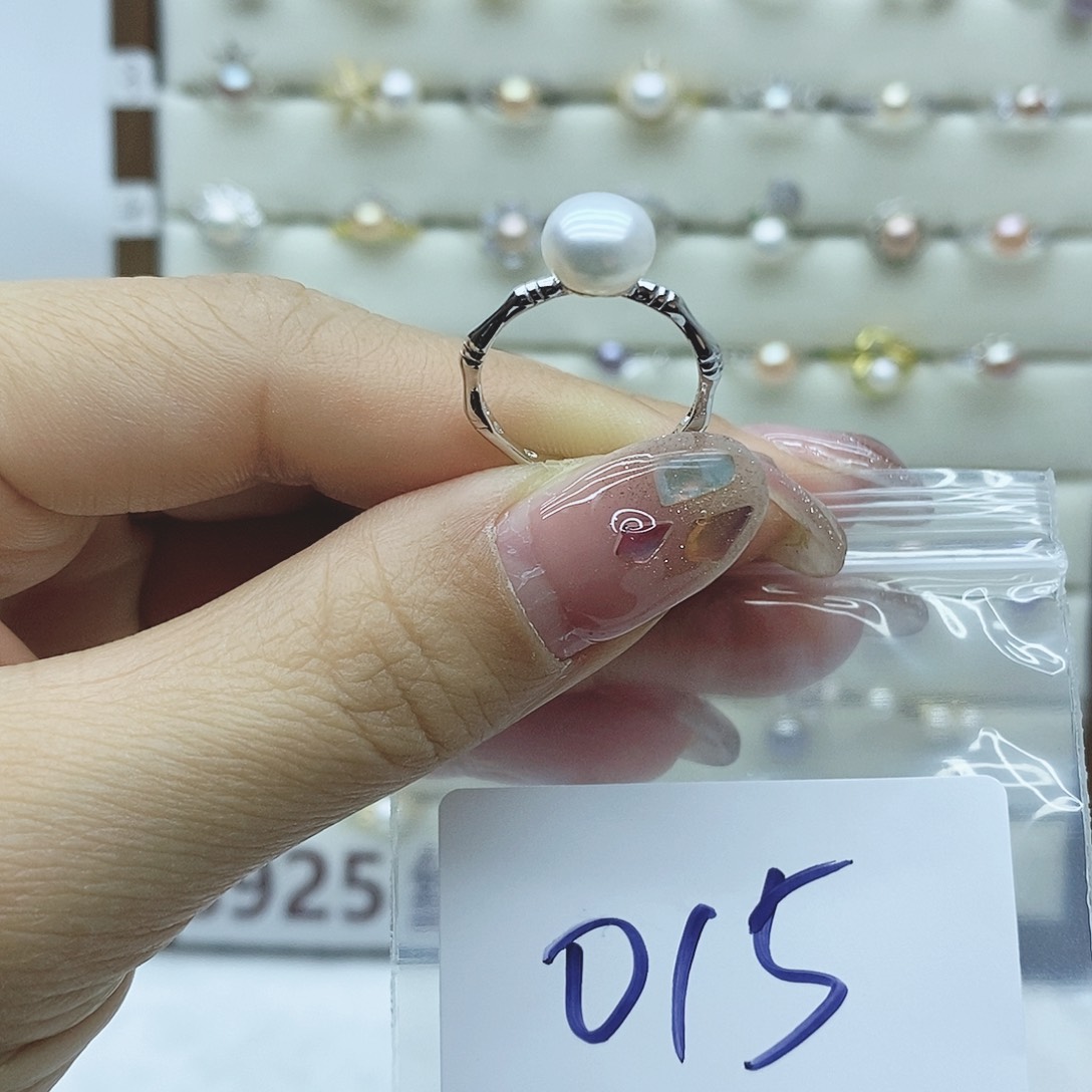 淡水珍珠戒指银S925镶嵌015