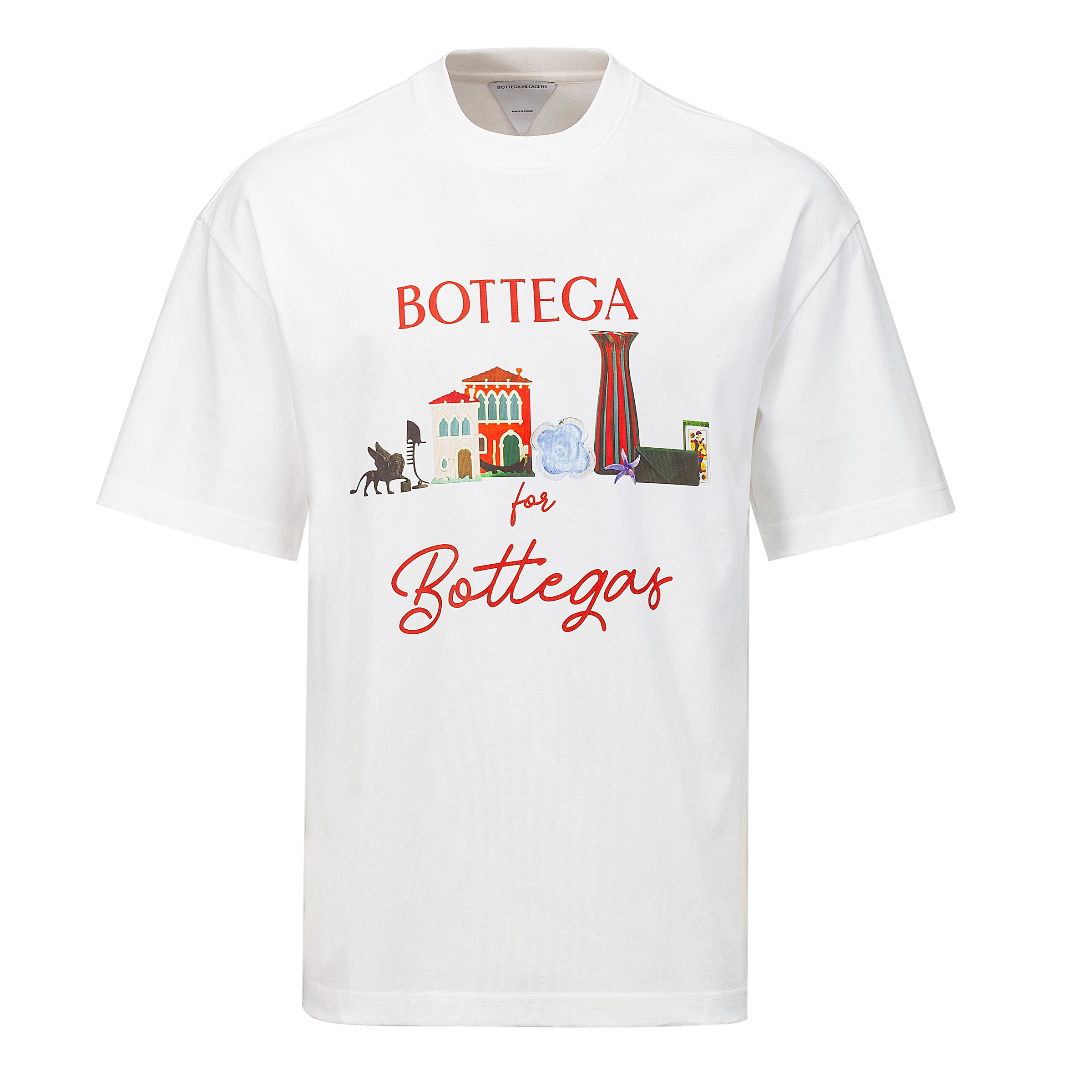 BOTTEGA字母数码印花夏季情侣款简约经典百搭男士圆领短袖纯棉T恤