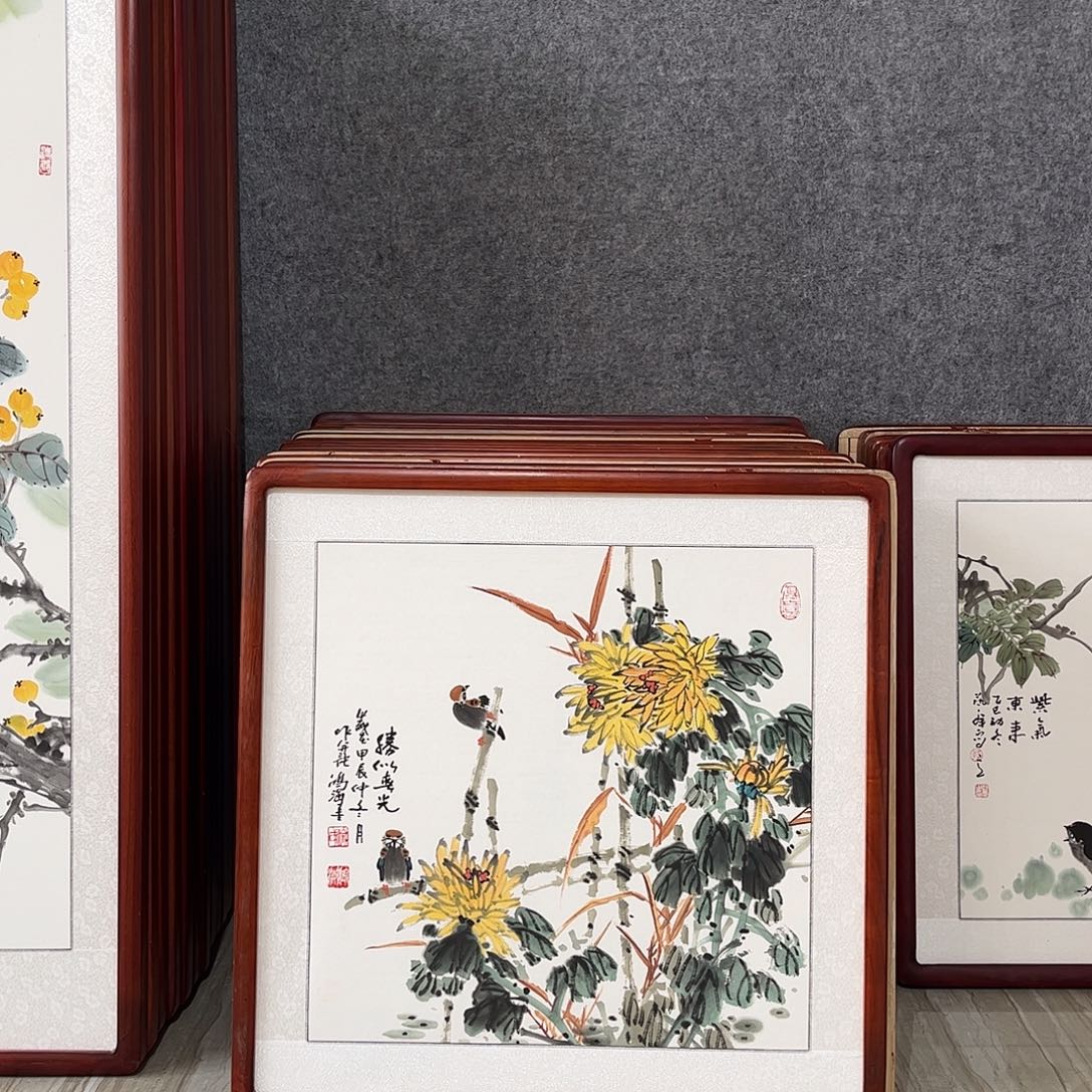 国画书画作品带框63×63