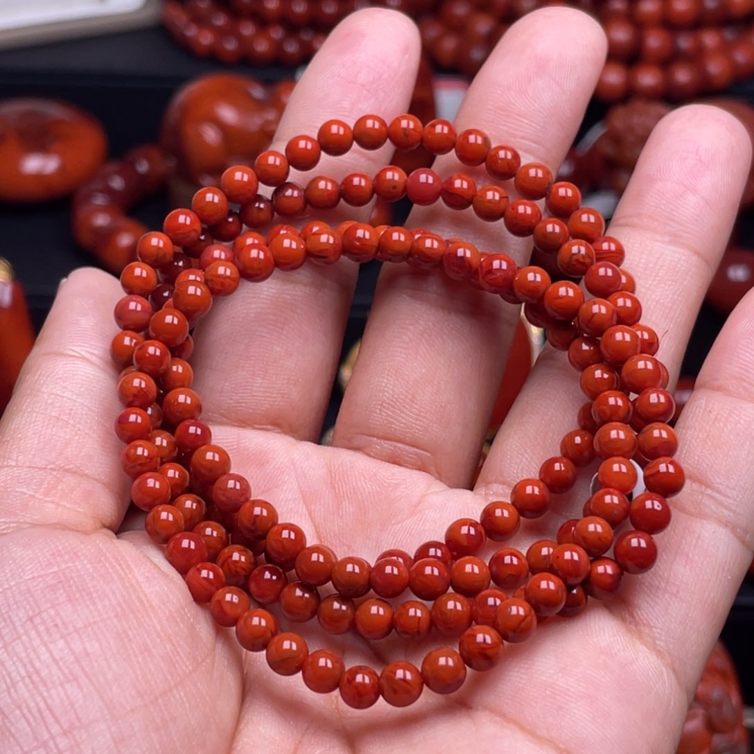 南红玛瑙珠宝奇石未镶嵌多圈4.5mm