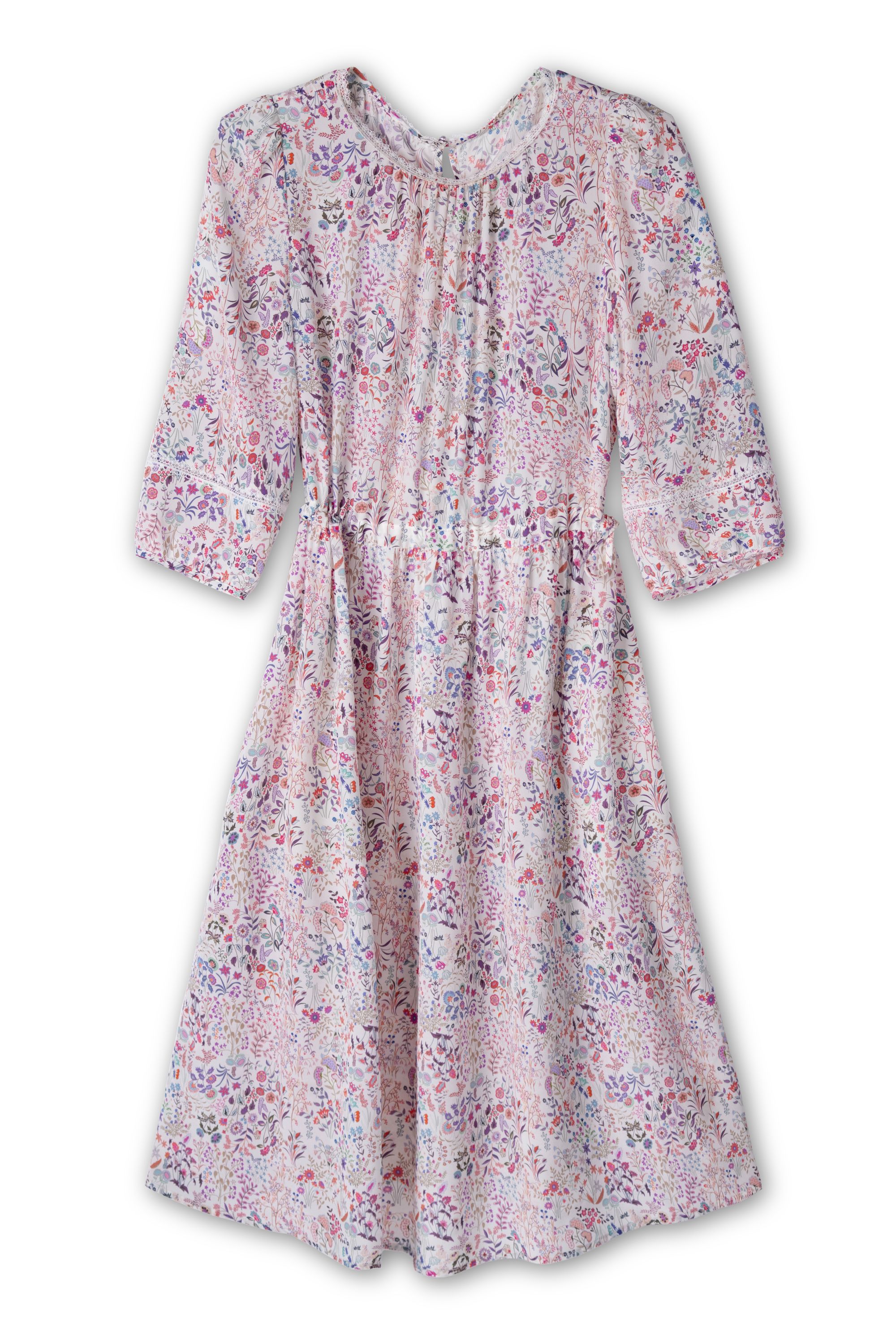 【花丛月影】2025新款04双绉桑蚕丝气质粉色连衣裙5390-1