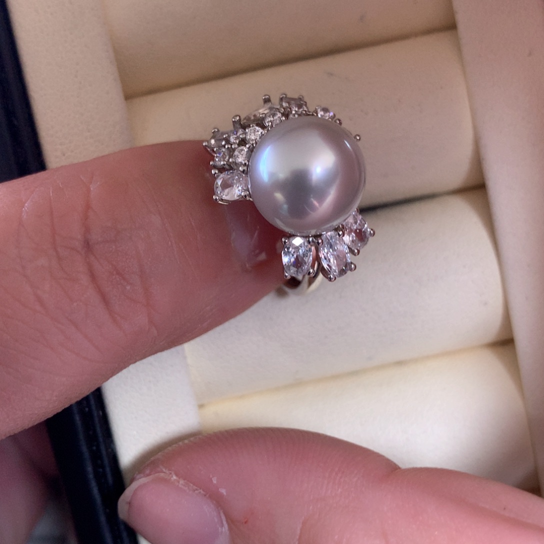 海水珍珠戒指银S925镶嵌