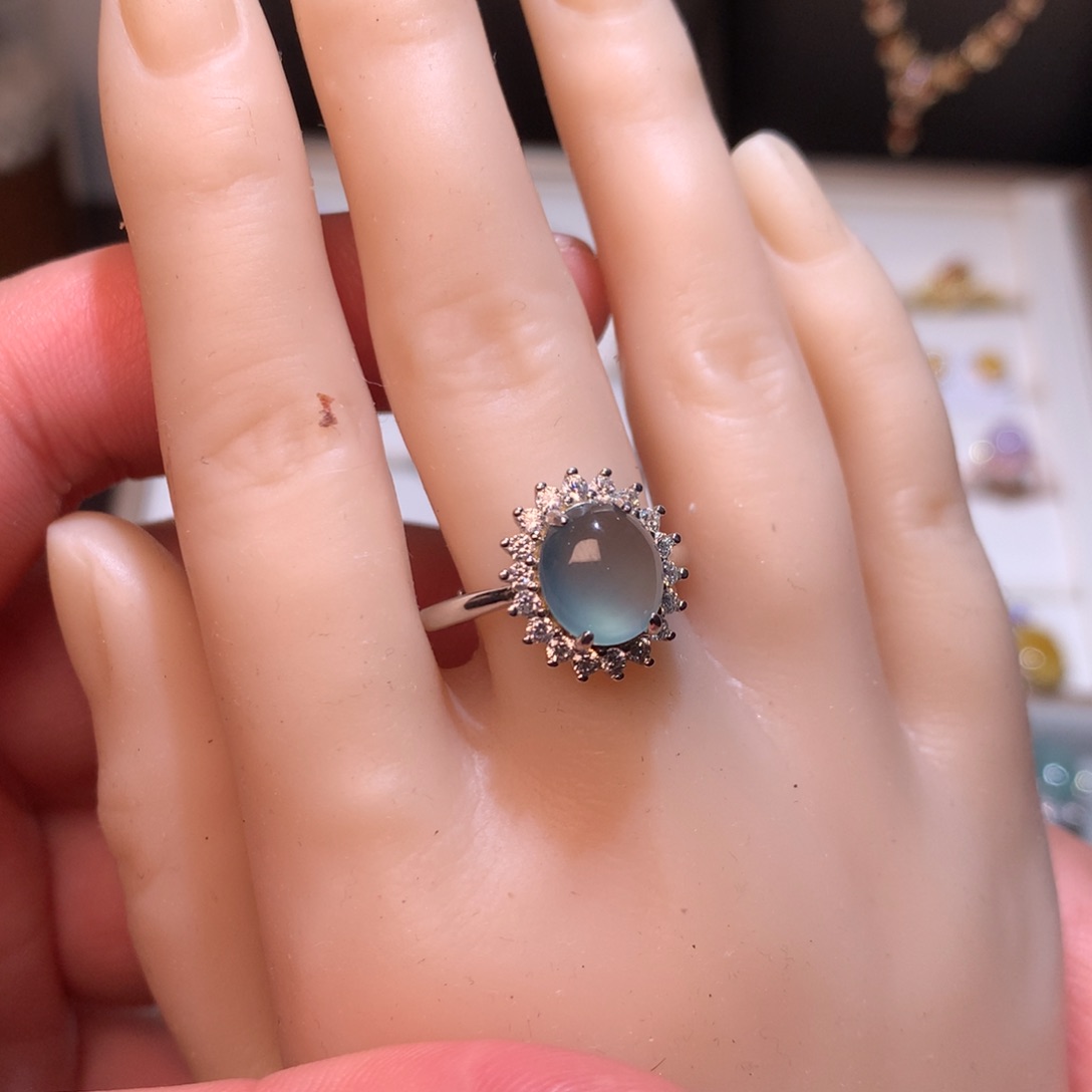 翡翠耳饰银S925镶嵌0002