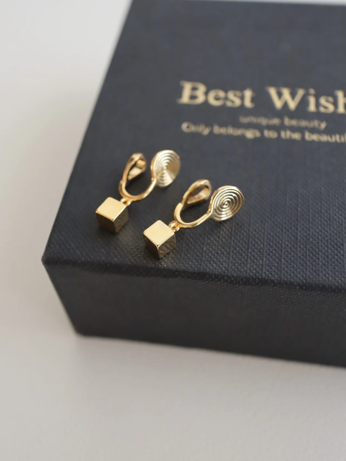 铜合金耳饰 H739小金块耳坠无耳洞蚊香盘耳夹简约高级感百搭耳夹