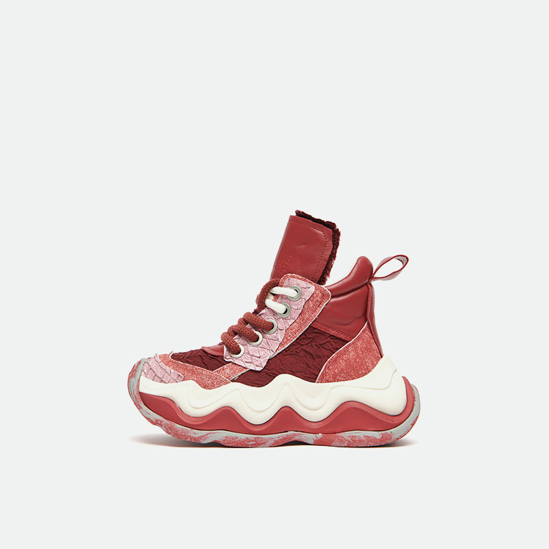 “地质公园”厚底女鞋2024新款冬款高帮鞋时尚休闲潮流单靴