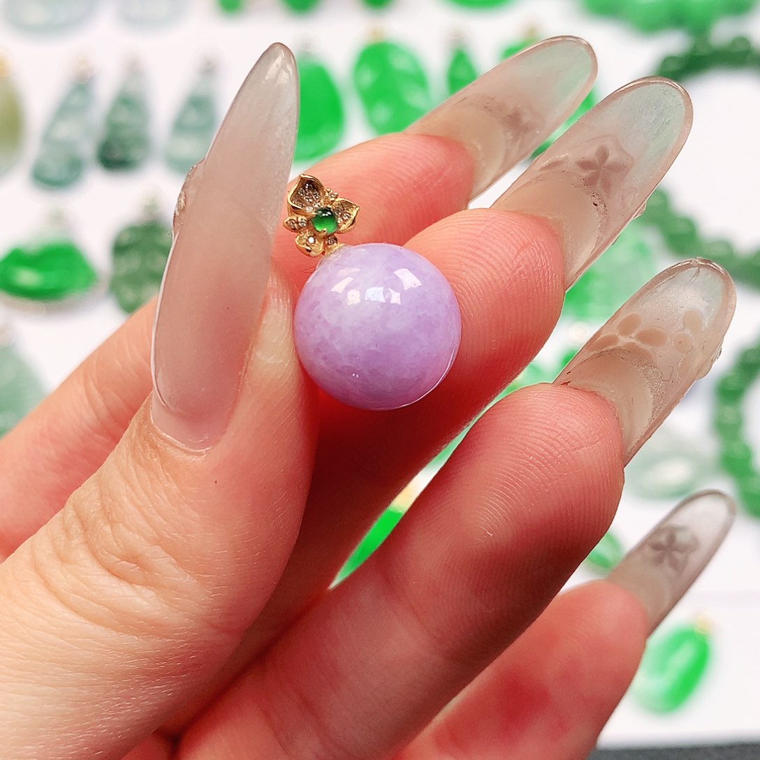 吊坠(不含链)18K金镶嵌翡翠