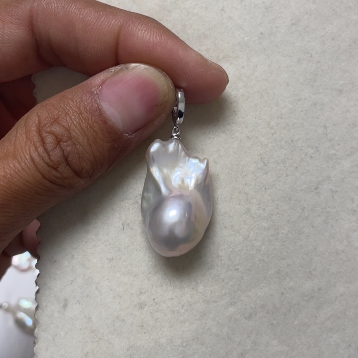 淡水珍珠吊坠(不含链)银S925镶嵌