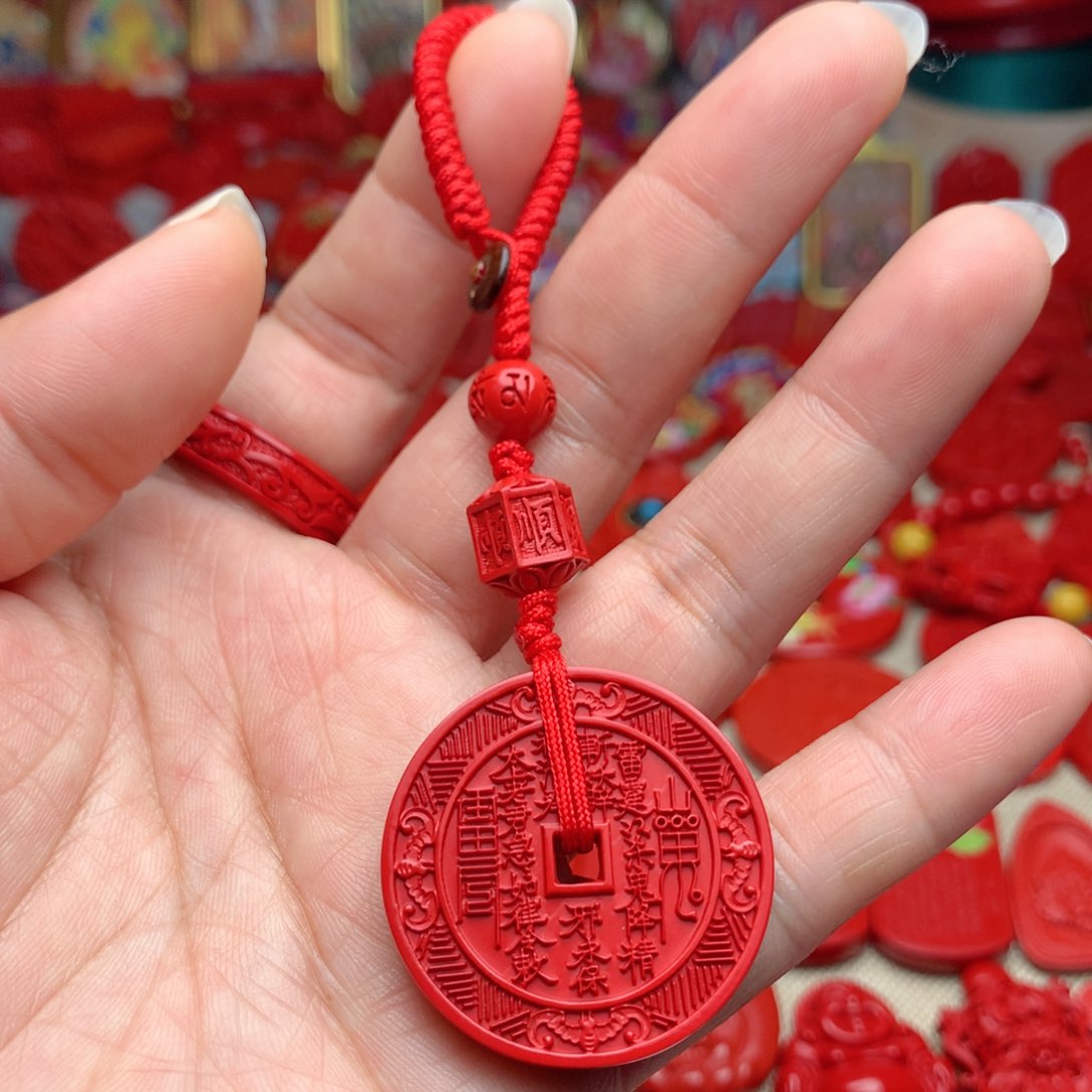 天然辰砂工艺品朱砂钥匙扣