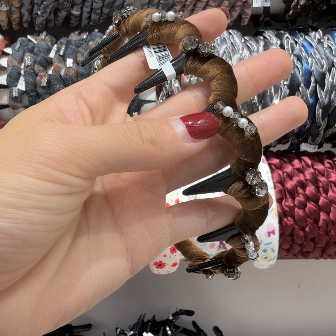 醋酸（人造纤维）铁合金咖色珠珠闪闪发箍