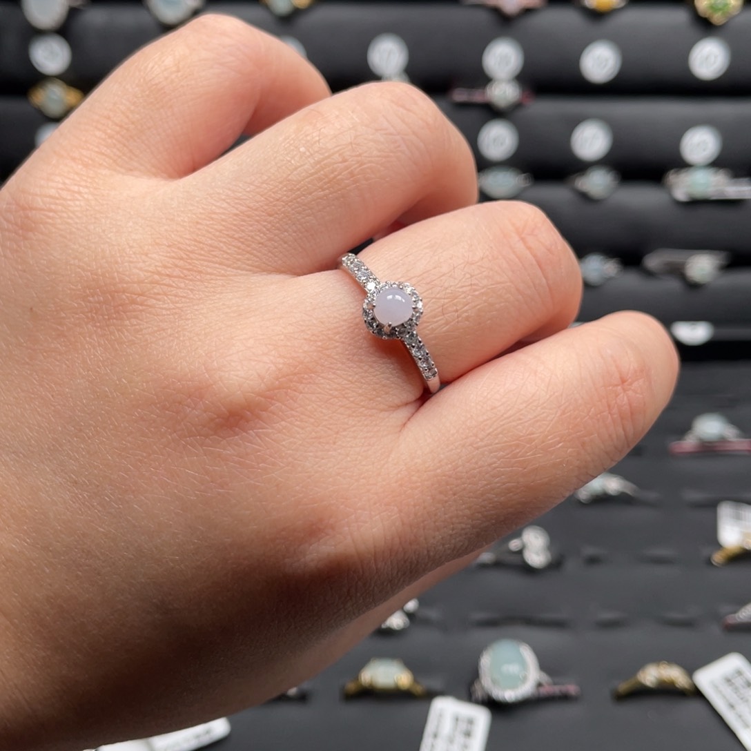 翡翠戒指银S925镶嵌戒指