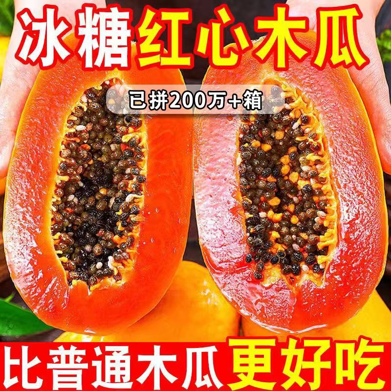 海南冰糖心红心木瓜带箱五斤露天种植老树丑瓜水果木瓜