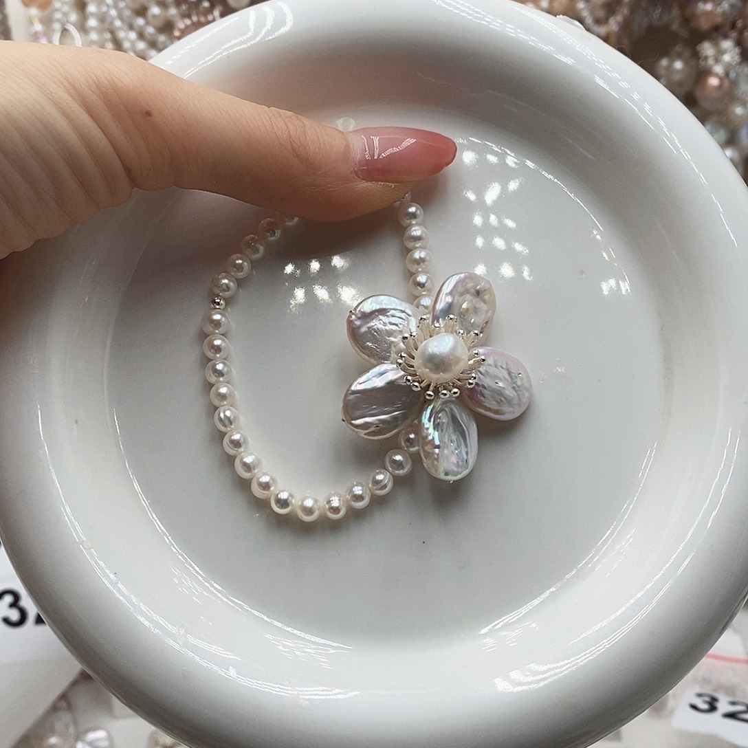 3***o淡水珍珠耳饰银S925镶嵌