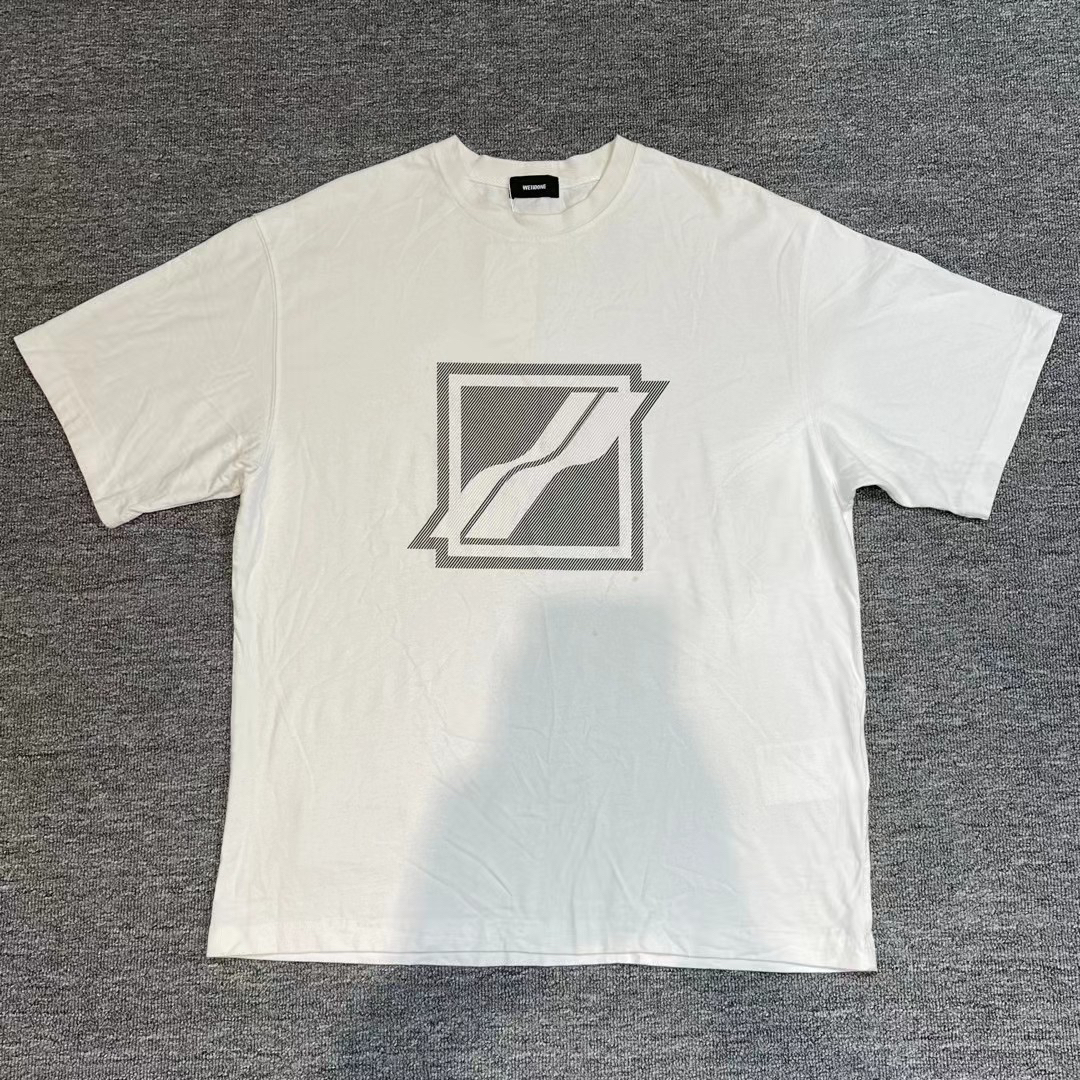 99新 WE11 DONE S码/白色/时尚潮流/休闲/斜纹黑色方框短袖