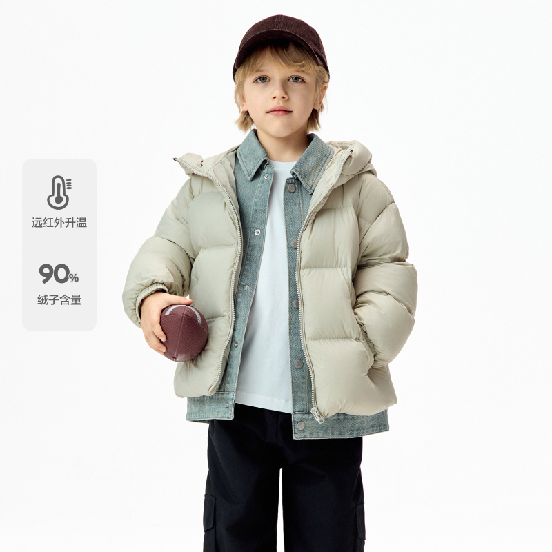 【佳佳同款】远红外蓄热littlemoco童装25冬新款亲子假两件羽绒服