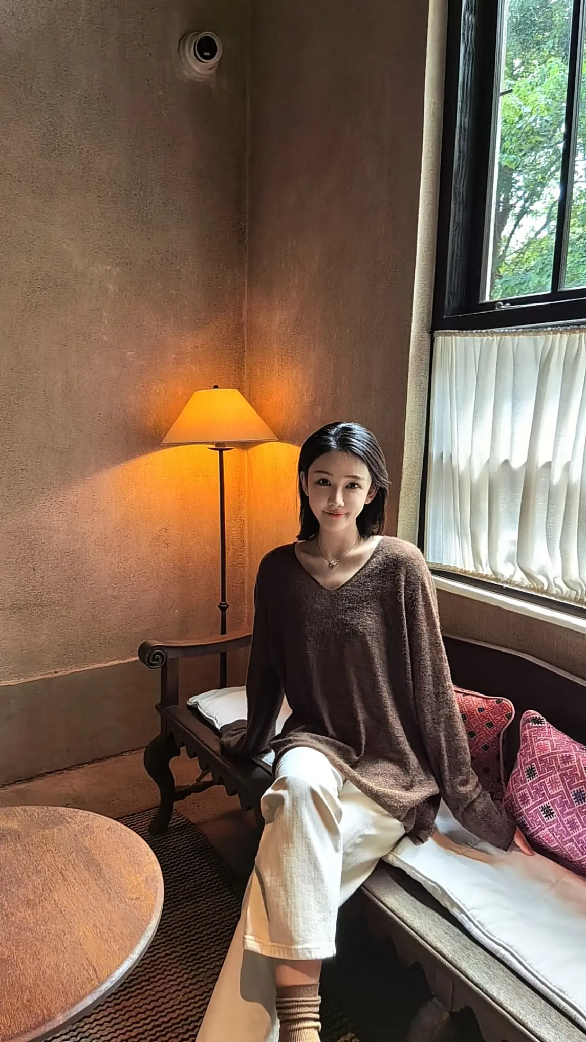 Aixiaomei/爱小美极简风V领羊驼毛+绵羊毛宽松针织上衣SY-2740