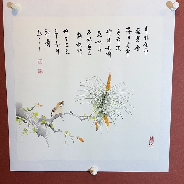 国画听兰老师花鸟