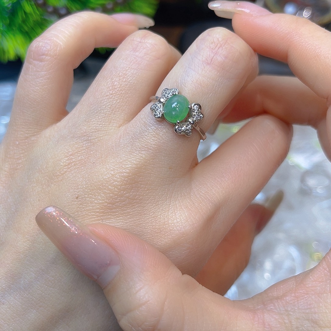 翡翠银S925镶嵌戒指