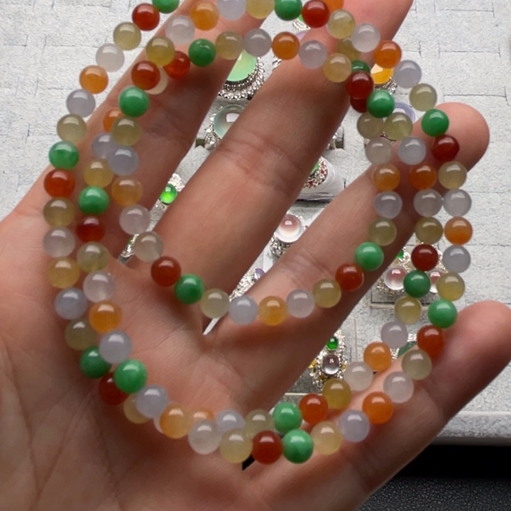 定制翡翠未镶嵌卡5多宝珠串