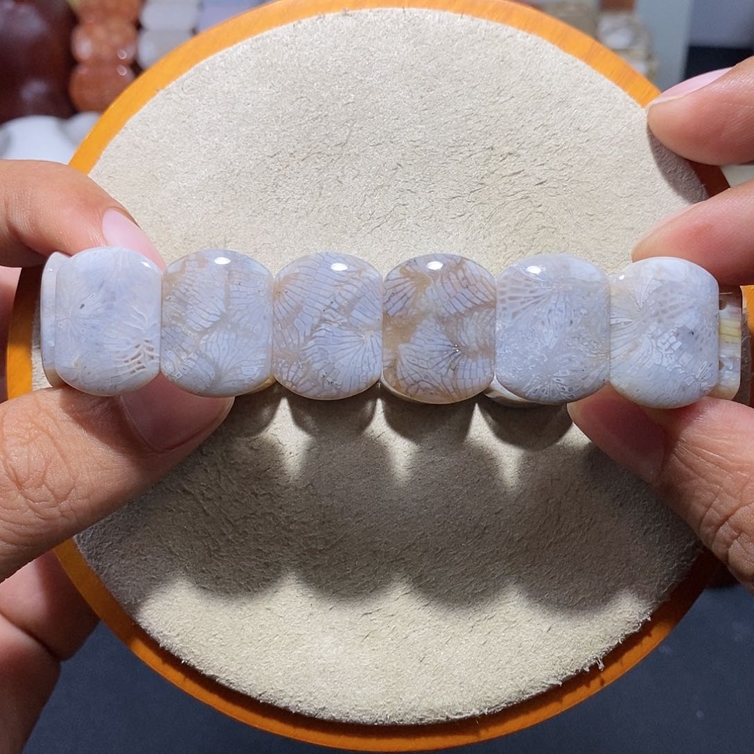 硅化珊瑚（珊瑚玉）手串未镶嵌蓝冰凤13