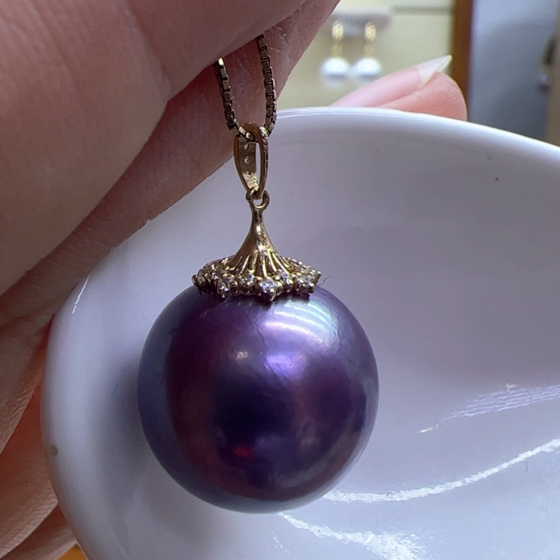 淡水珍珠吊坠(赠链)18K金镶嵌