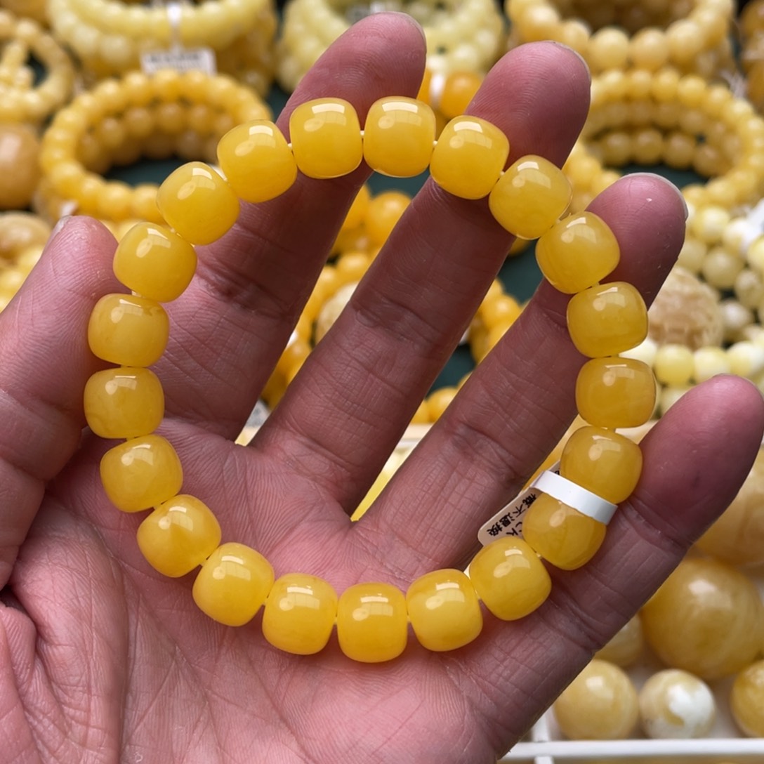 蜜蜡珠宝奇石未镶嵌11mm焦皮同料老型手串17
