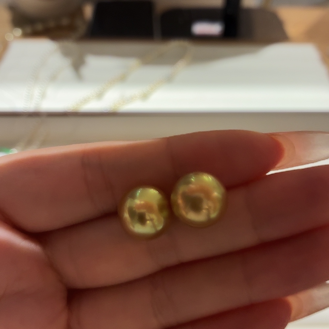 18K金镶嵌海水珍珠耳饰12-13mm