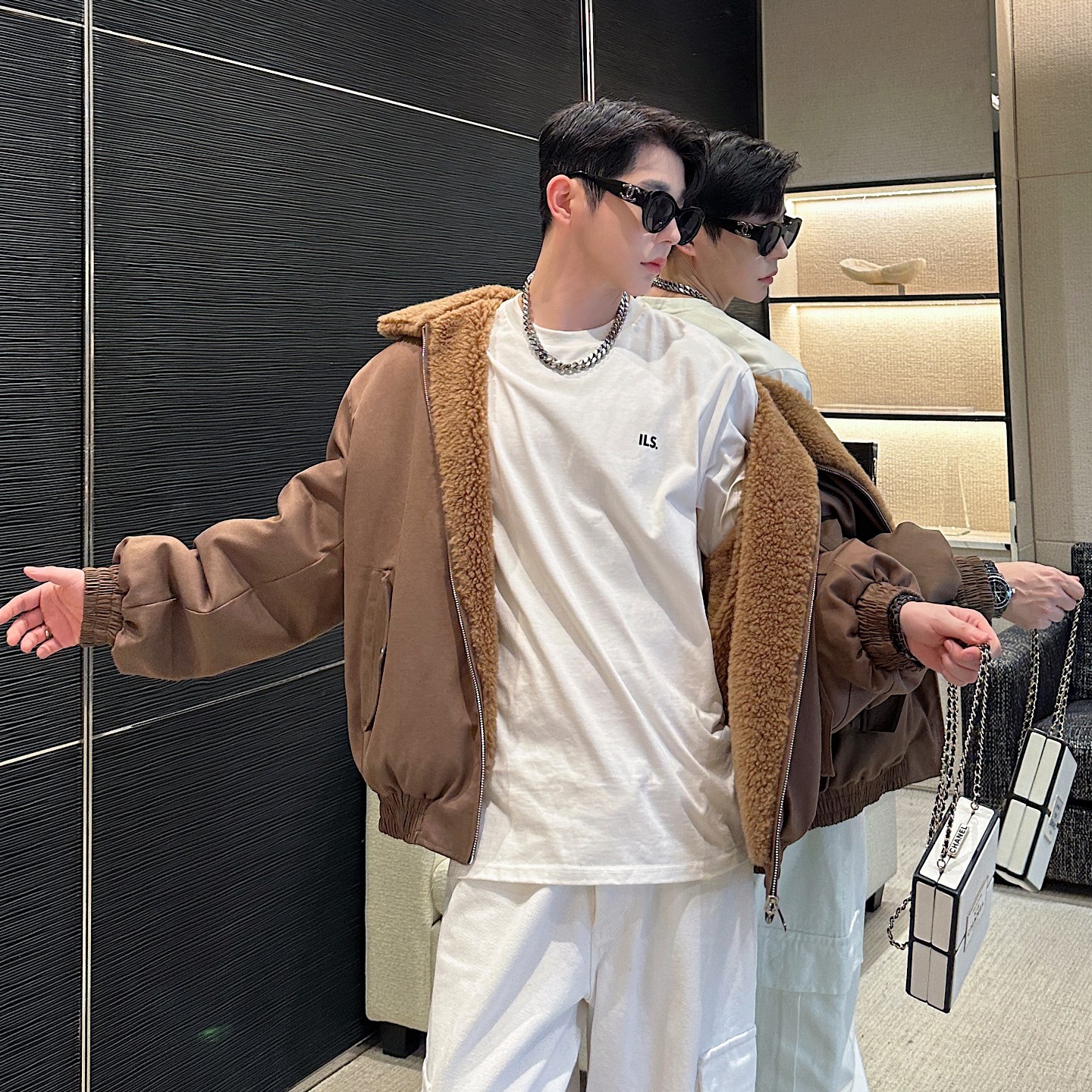 正反两穿羊羔毛非皮毛一体真毛内胆派克服男生皮草年轻款韩版外套