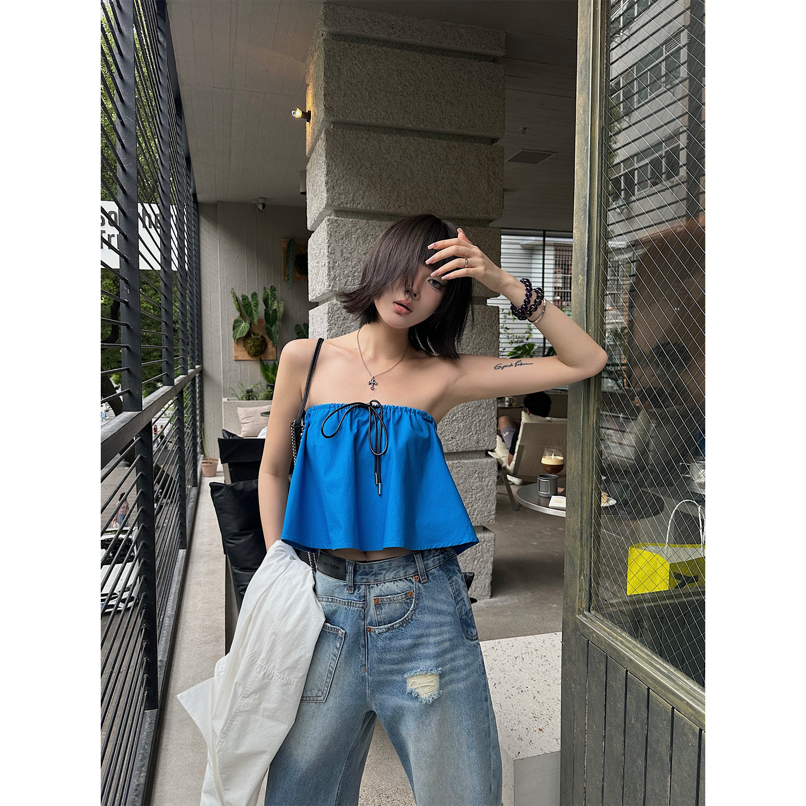 嘉仪【明亮整个夏日】宝蓝抹胸