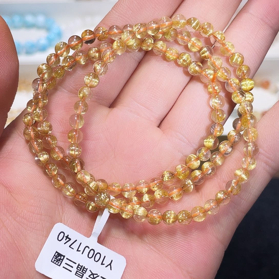 水晶手链未镶嵌金发晶三圈5