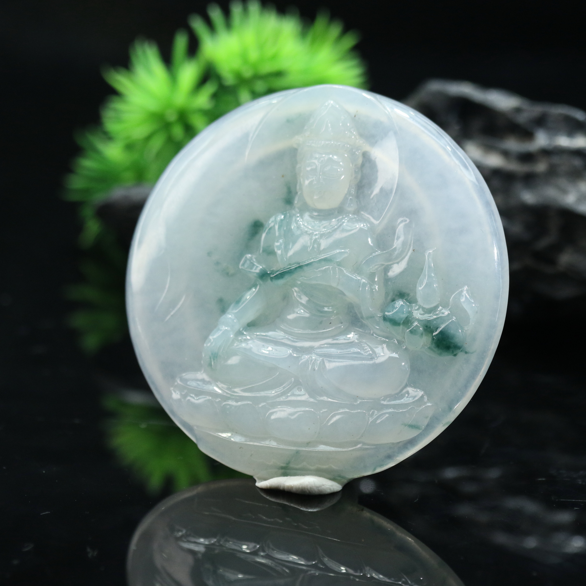 54天然缅甸翡翠A货冰圆牌/500134/北京中保拍卖