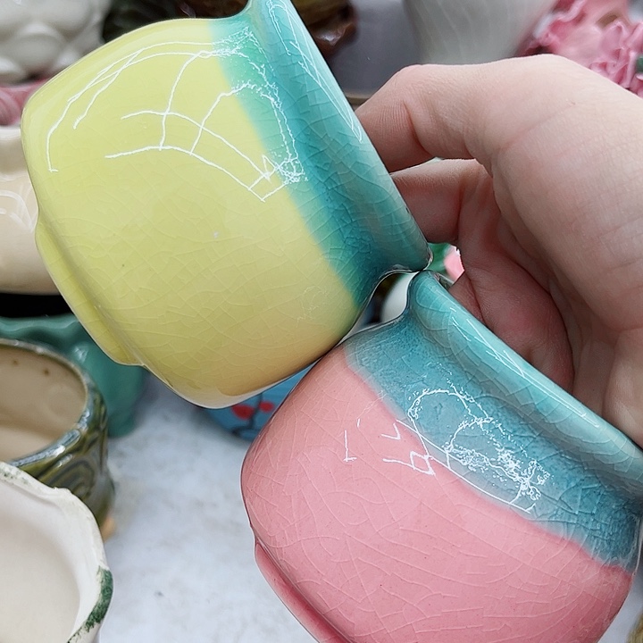 多肉绿植陶瓷花盆9.9包邮，有孔