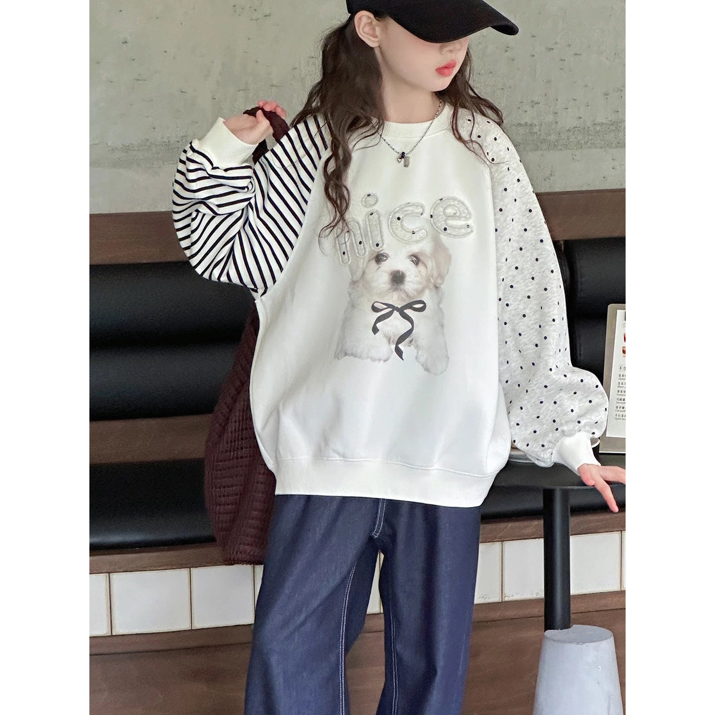 【清货】2025秋韩范东大门西高地插肩袖女童卫衣 D735 735 P