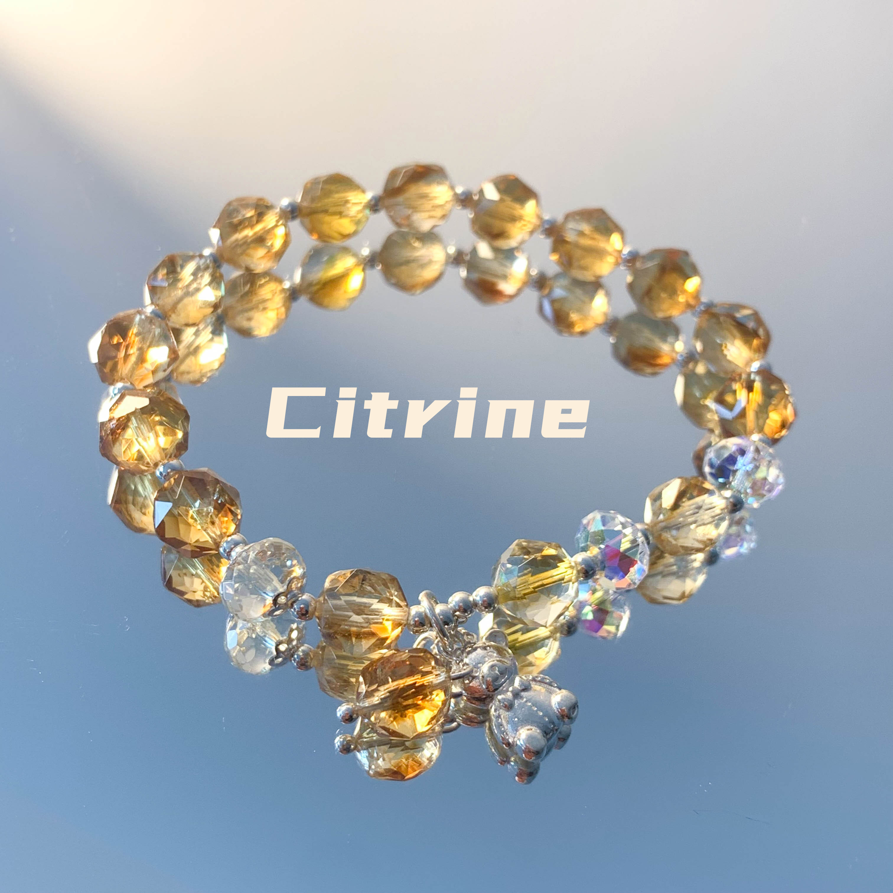 X-Q103 黄水晶单圈手链 多样性发颜色微差 发货件数一