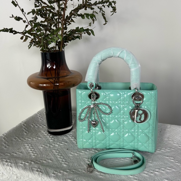 95新 DIOR/迪奥 薄荷绿五格戴妃手提斜挎包Ss