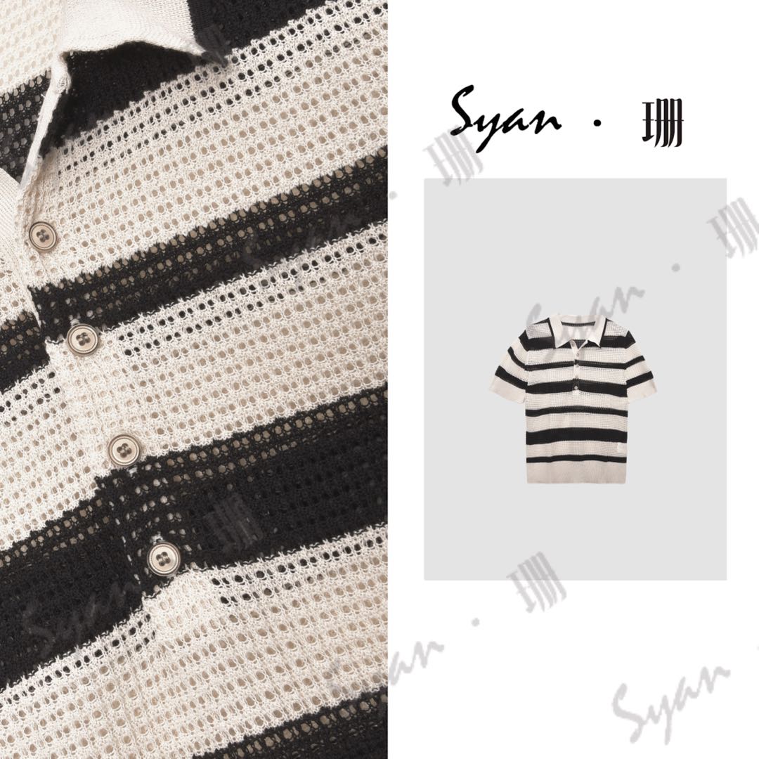 Syan【绮梦】2025春夏新款时尚复古户外运动休闲针织T恤