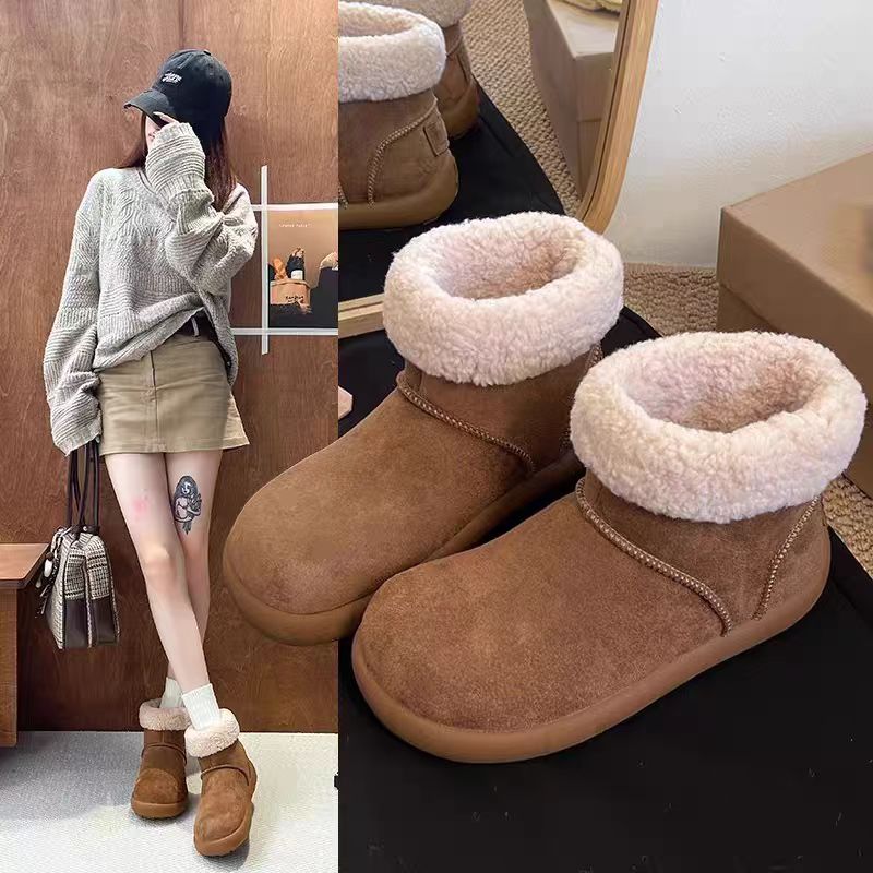 土豆冬季短靴时尚雪地靴女款加绒翻毛雪地靴时尚AJ01