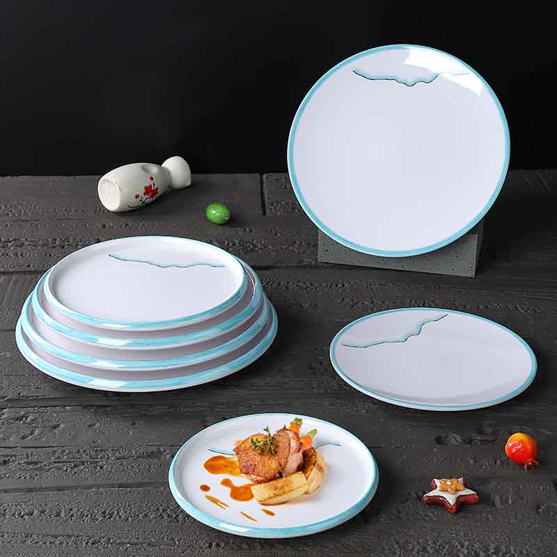 A5密胺仿瓷盖浇盘饭凉菜炒菜盘专用酒店盘子商用耐摔加厚中餐菜盘