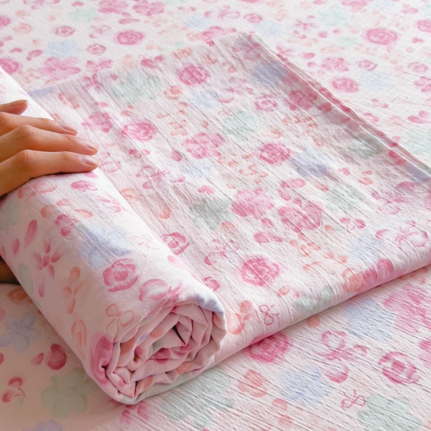 【初夏双层纱床单】200*240cm夏季新款亲肤柔软双层纱床单碎花单人