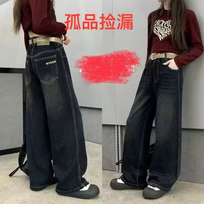 儿童加绒童装牛仔工厂尾单，样裤