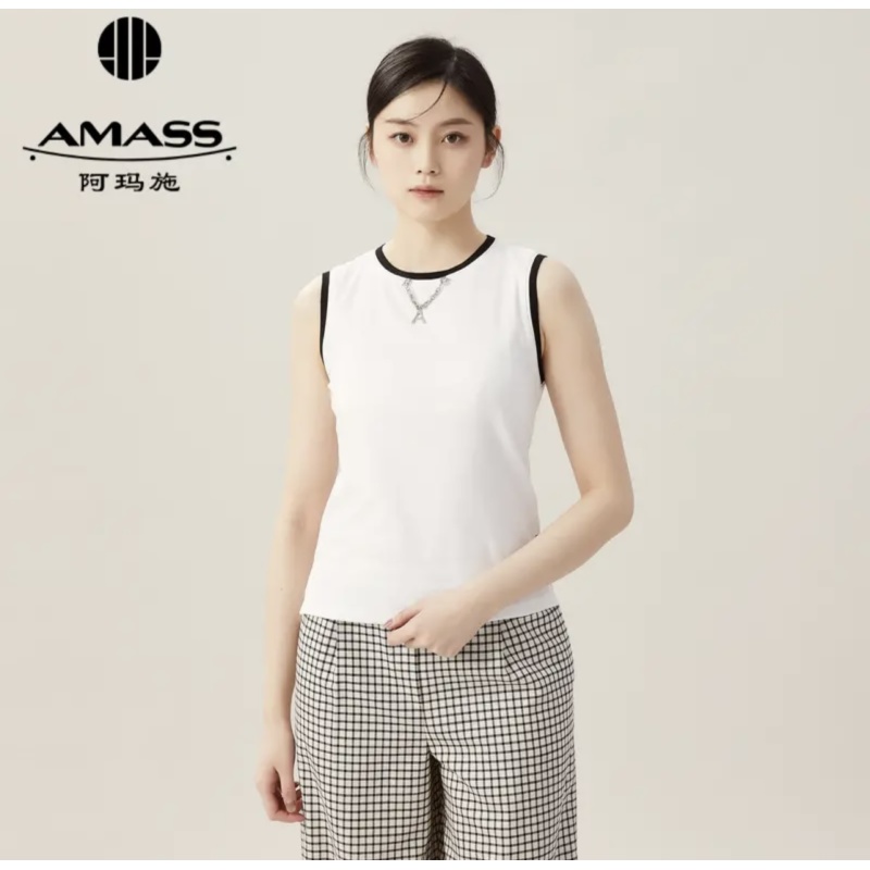 【阿玛施】风感波粒休闲夏季透气宽松时尚圆领棉质无袖背心530081